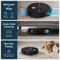 Smart Robot Vacuum Cleaner & Mop, 5000Pa Suction Auto Sweep & Mop, Carpet Boost, Edge & Spot Cleaning | App, Remote & Button Control Auto Recharge, 110 Min Runtime for Hard Floors & Pet Hair