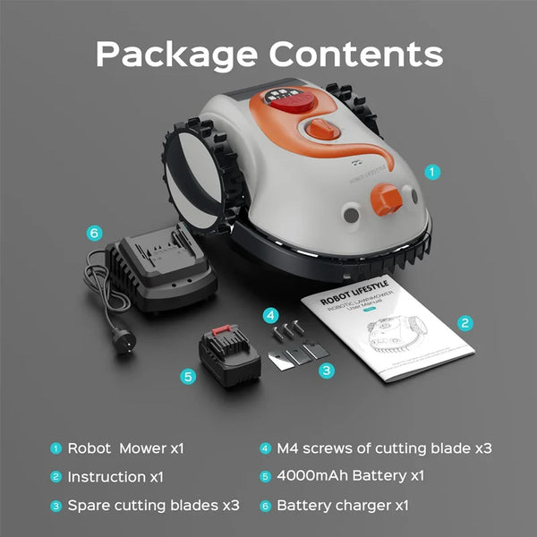 Robot Lawn Mower Designed for Small Gardens, Visual Navigation, 200 Sqm Coverage, Wire-Free Operation