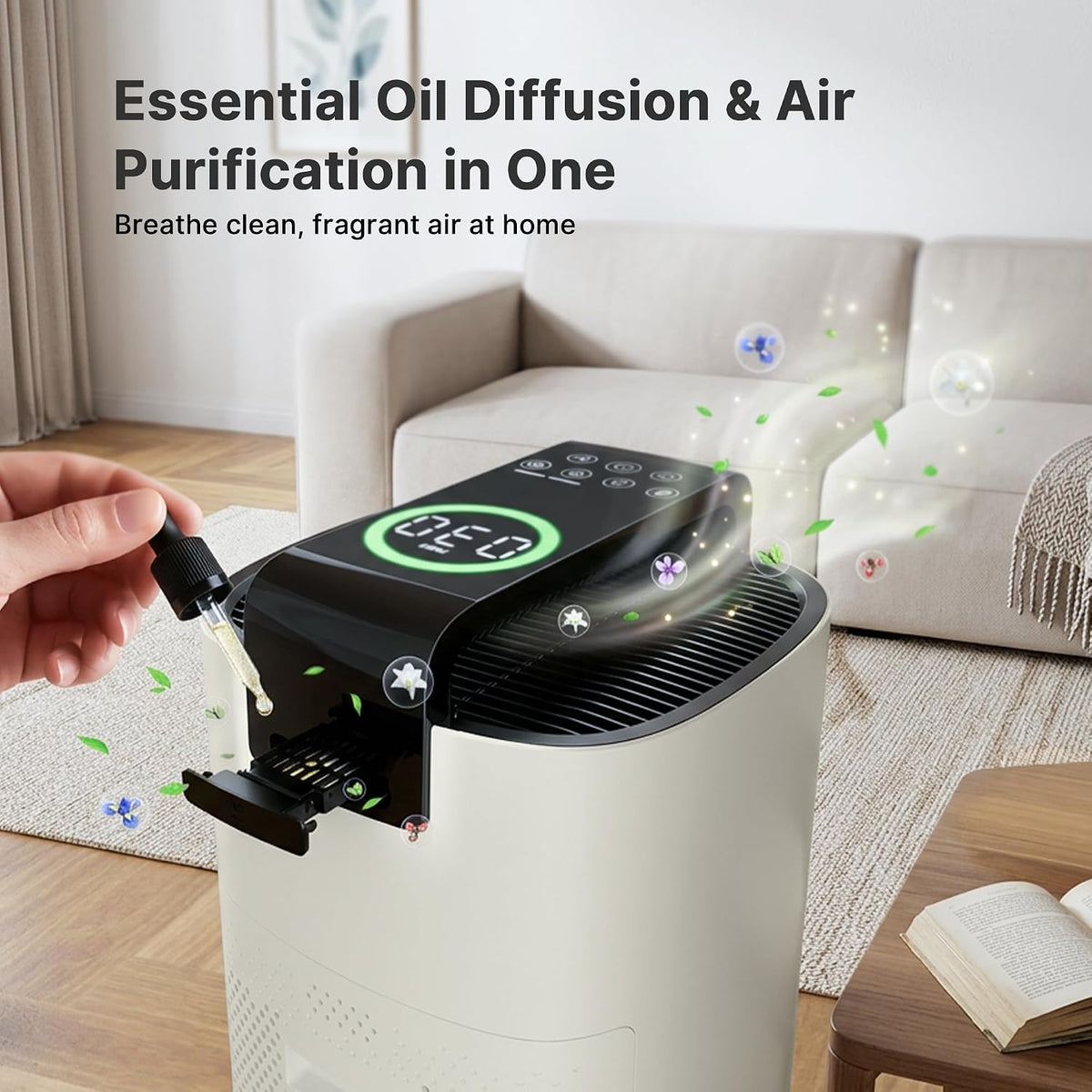 MR7566-WF HEPA Air Purifier for Large Room Home, 3600 Ft², Ivory