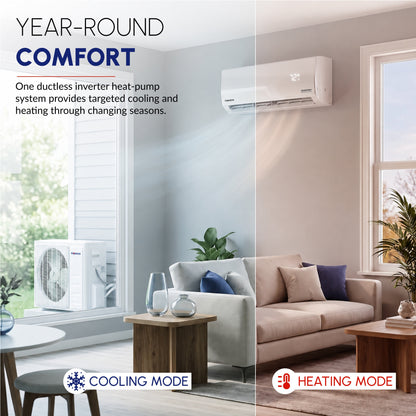Pioneer® Diamante Pro™ 12,000 BTU 20 SEER2 230V High-Wall Ductless Mini-Split Air Conditioner Inverter Heat Pump with 16 Ft. Kit