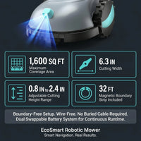 Robot Lawn Mower Built for Smart Navigation, Visual Recognition System, 1600 Sq Ft Coverage, Adjustable Height — Results & Stats